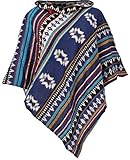 GURU SHOP Inka Poncho mit Kapuze, Goa Hippie Poncho, Damen, Indigo,...