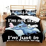 WINUO Anime Lilo & Stitch Bettwäsche Sets 135x200cm, Bettbezug mit 2...