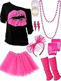80 Jahre Kostüm Zubehör Set, T-Shirt Tutu Stirnband Ohrring...