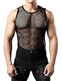 JOGAL Herren Muskel Transparent Shirts ärmellos Netz Unterhemd Small...