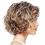 Yoyakie 1pc Haarwellenwelligkeit Bob Perücken gemischte braune Farbe...