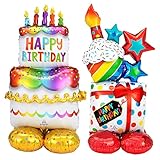 Geburtstagsballons XXL 2 Stück,Torten-Ballon und Geschenk...