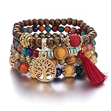 Branets Boho-Holzperlen-Armband für Damen, mehrschichtiges...