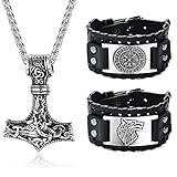 Adramata Wikinger Halskette Wikinger Armbänder für Herren Amulett...