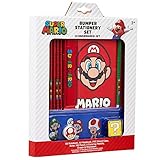 SUPER MARIO Schreibwaren Set, Notizbuch A5 und A6 mit Radiergummi,...