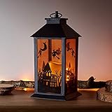 Lights4fun Halloween Laterne mit LED Kerze Timer batteriebetrieben...