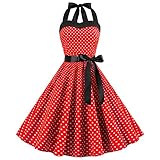 IMEKIS Damen Vintage Cocktailkleid Ärmellos Neckholder 1950er Polka...