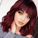 Colorfulpanda Perücke Rote Damen Kurze Bob mit Pony Locken Gewellte...