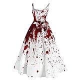 Halloween Kostüm Damen Kleid mit Blutigem Aufdruck Mittelalter...