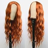 MEIRIYFA Lange gewellte orangefarbene Perücken für schwarze Frauen,...