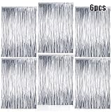 O-Kinee Vorhänge Lametta Vorhang Silber,6 Stücke Glitzervorhang...