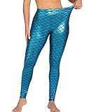 Seawhisper Meerjungfrau Kostüm Damen Leggings Leggins Glanz Mermaid...