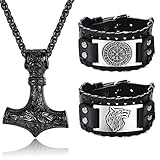 Adramata Wikinger Halskette Wikinger Armbänder für Herren Amulett...