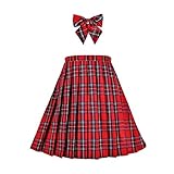 Mädchen Rock Kinder Schuluniform Set rot Tartan Faltenrock Tartan...