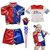 BARVERE Harley Quinn Kostüm Erwachsene, Karneval Halloween Cosplay...