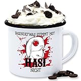 Emaille Tasse Blechtasse - Ostergeschenke Tasse - Irgendetwas stimmt...