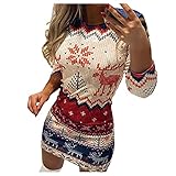 Weihnachtskleid Weihnachtspullover Damen Weihnachtspulli Weihnachts...