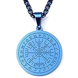 Damen Herren Edelstahl Wikinger Kompass Kette Amulett Anhänger, Mode...