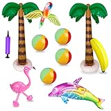 XEERUN 11 Stück Aufblasbare Palmen Flamingo Spielzeug, aufblasbare...