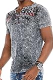 Cipo & Baxx Herren T-Shirt Basic Vintage V-Ausschnitt Biker Shirt Slim...