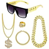 XEERUN 80er 90er Hip Hop Kostüm Kit, 5 Stück Zuhälter Kostüm,...