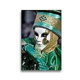 Premium Textil-Leinwand 30 x 45 cm Hoch-Format Harlekin in grün |...