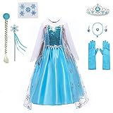 Yigoo Elsa Kostüm Mädchen Eiskönigin Prinzessin Kleid Glanz Kinder...