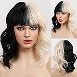 HAIRCUBE Cruella Deville Kostüm kurze lockige gewellte Bob Perücken...
