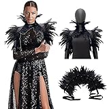 Halloween Feder Shrug Schal Schulterumhang Cape Gothic Kragen...