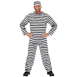 NET TOYS Sträfling Kostüm schwarz-Weiss Gefangener Knacki Knasti...