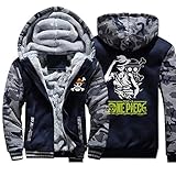 PAPLIU Herren Anime Hoodie ONE Piece Langarm Kapuzenjacke Winterjacke...