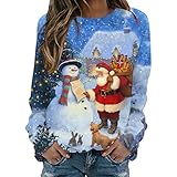 CHAOEN Weihnachtspullover Damen Langarm Rundhals Sweatshirt Santa...