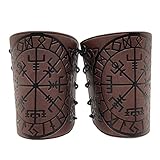 HiiFeuer Viking Vegvisir Geprägte Lederarmrüstung 3 Farben LARP...