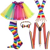 M MUNCASO 80er-Jahre-Kostüm für Mädchen, Regenbogen-Tutu-Set,...