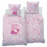 BERONAGE Peppa Wutz Pig Kinder Wende-Bettwäsche Dream Rosa 135 x 200...