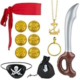 7 Pcs Piraten Kostüm Zubehör Set Piratenkostüm Damen Herren...