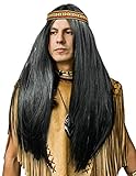 Balinco Indianer Perücke mit glatten Langen Haaren im Set in schwarz...
