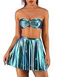 Vatocu Meerjungfrau Rock Set Sparkly Fischschuppen Rock Anzug Party...