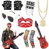 80er 90er Gothic Rocker Kit Herren, Punk Kostüm Accessories -...