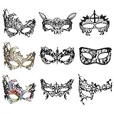 MWOOT Damen Maske (9er Set), Asymmetrisch Kostüm Spitzenmaske für...