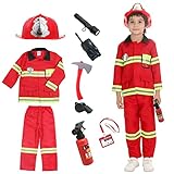 Udekit Feuerwehrmann Kostüm für Kinder Feuerwehrchef Cosplay...