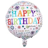 DIWULI Happy Birthday Ballon Weiß - Happy Birthday Luftballon,...