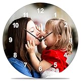 GRAVURZEILE Wanduhr aus Holz - Mit Foto Bild Personalisiert -...