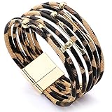 Suyi Damen Leopard Armbänder Breites Lederwickelarmband...