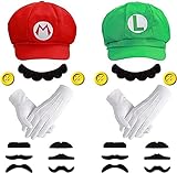 Mütze rot und grün,Hut für Erwachsene,Cap,Mütze Set mit 2x...