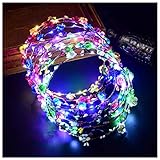 FunPa Led Blumenkranz, 7pcs Garland Stirnband Dekorative Leucht 10...