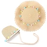MAMUNU Strohhut und Kleine Tasche Set, Sommer Sonnenhut Mädchen...
