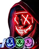 AnanBros Halloween Maske, LED Purge Maske im Dunkeln Leuchtend,...