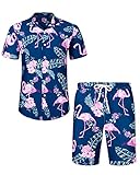 J.Ver Herren Hawaiihemd und Hawaii Strandshorts Lässig Flamingo...