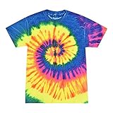 Colortone - Unisex Batik T-Shirt 'Swirl' / Neon Rainbow, M